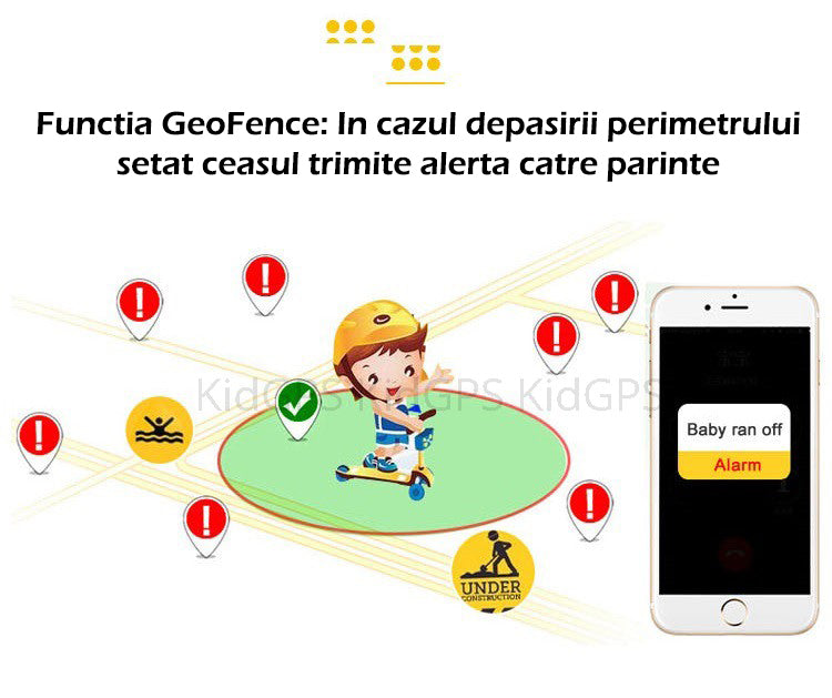 Ceas smartwatch GPS copii TechONE GW100 Touch, Roz Ceas smartwatch GPS copii TechONE GW100 Touch, Roz